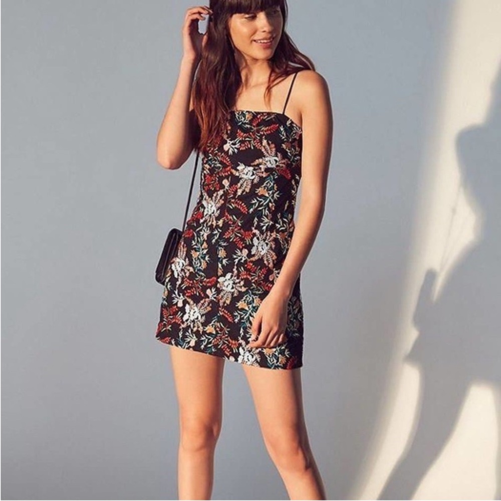 Floral Embroidered Urban Outfitters Mini Dress w/ Spaghetti Straps